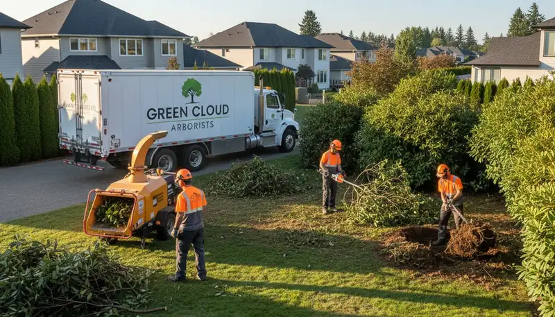 Professional shrub removal service clearing overgrown bushes in Fort Worth, TX yard