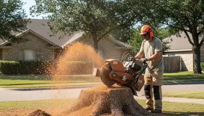 Professional stump grinding removing tree stumps in Kennedale, TX for Fort Worth tree removal service