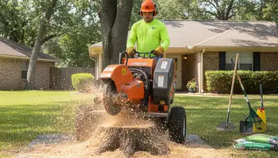 Stump grinding service in Naval Air Station JRB Fort Worth TX removing tree stumps for lawn restoration