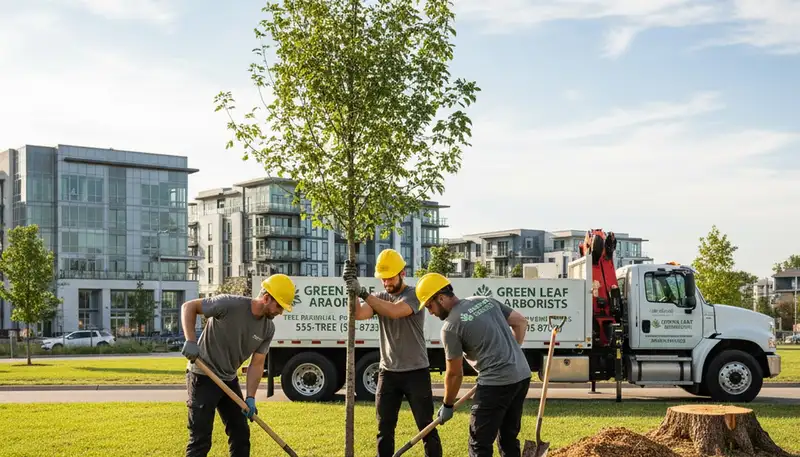 Arborists planting native trees in Fort Worth, TX for professional tree planting services