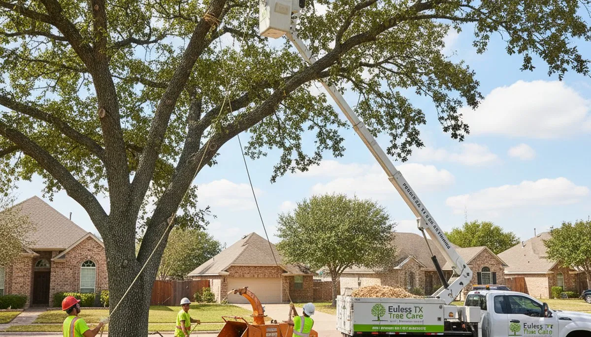 Professional tree removal service in Fort Worth TX safely cutting large oak branches