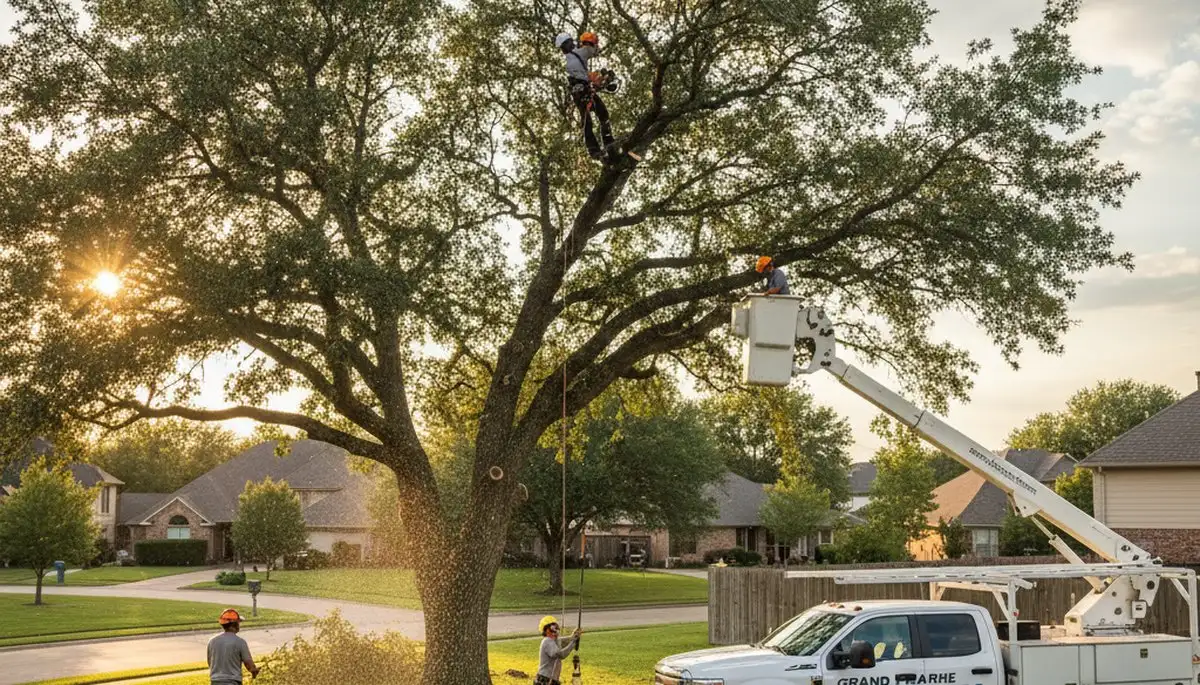 Professional tree removal service in Fort Worth TX safely clearing large oak trees