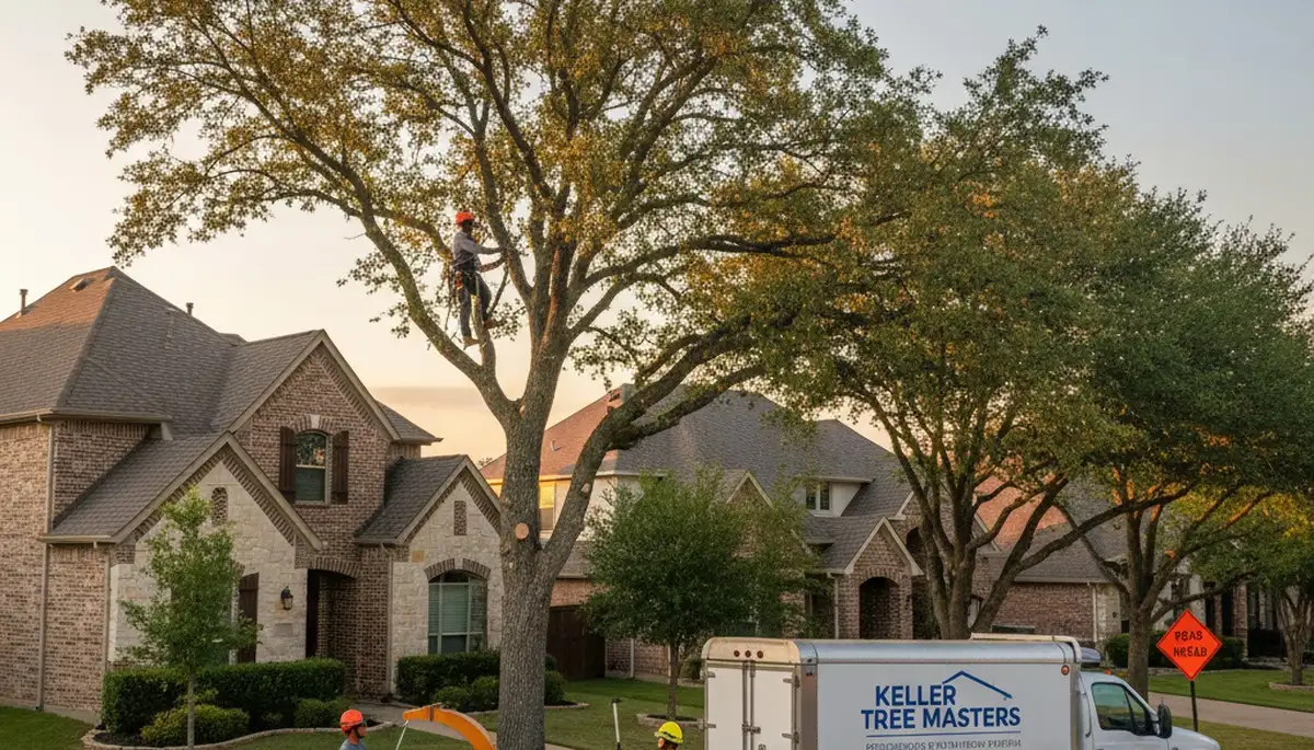 Professional tree removal service in Fort Worth TX safely clearing residential property
